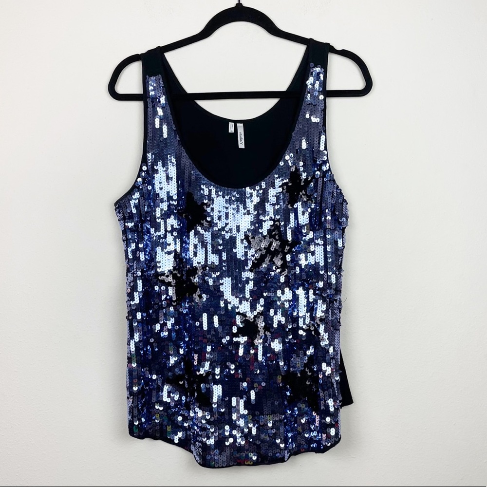 Studio Y Navy & Black Sequin Star Top
